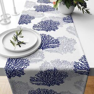Costal Decor Sea Corals Pattern Table Runner - 12" x 72" - Beach Theme Linens